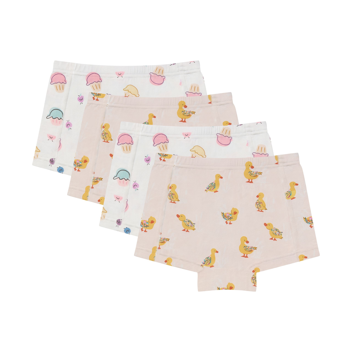 Nest Designs Girls Boyshort Underwear 4 Pack Muffin Man and Five Little Ducks
