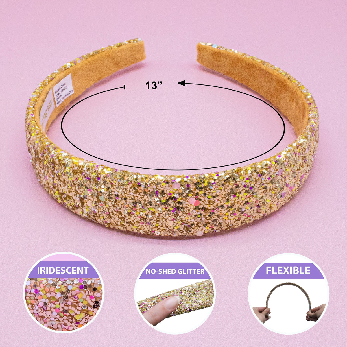 Frog Sac Tapered Chunky Glitter Headband