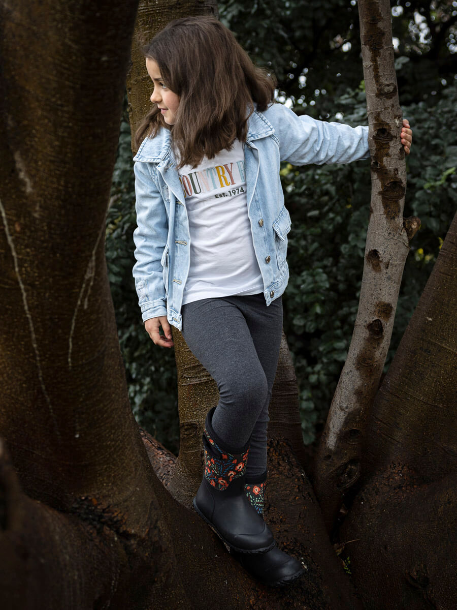 BOGS Kids York Printed Insulated Rain Boot — waterproof, insulated, children's boots — closeup view