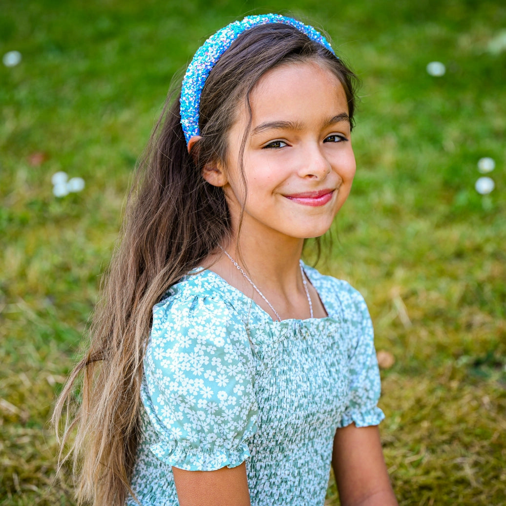 Frog Sac Kids Padded Headband, Chunky Sequin Hair Band