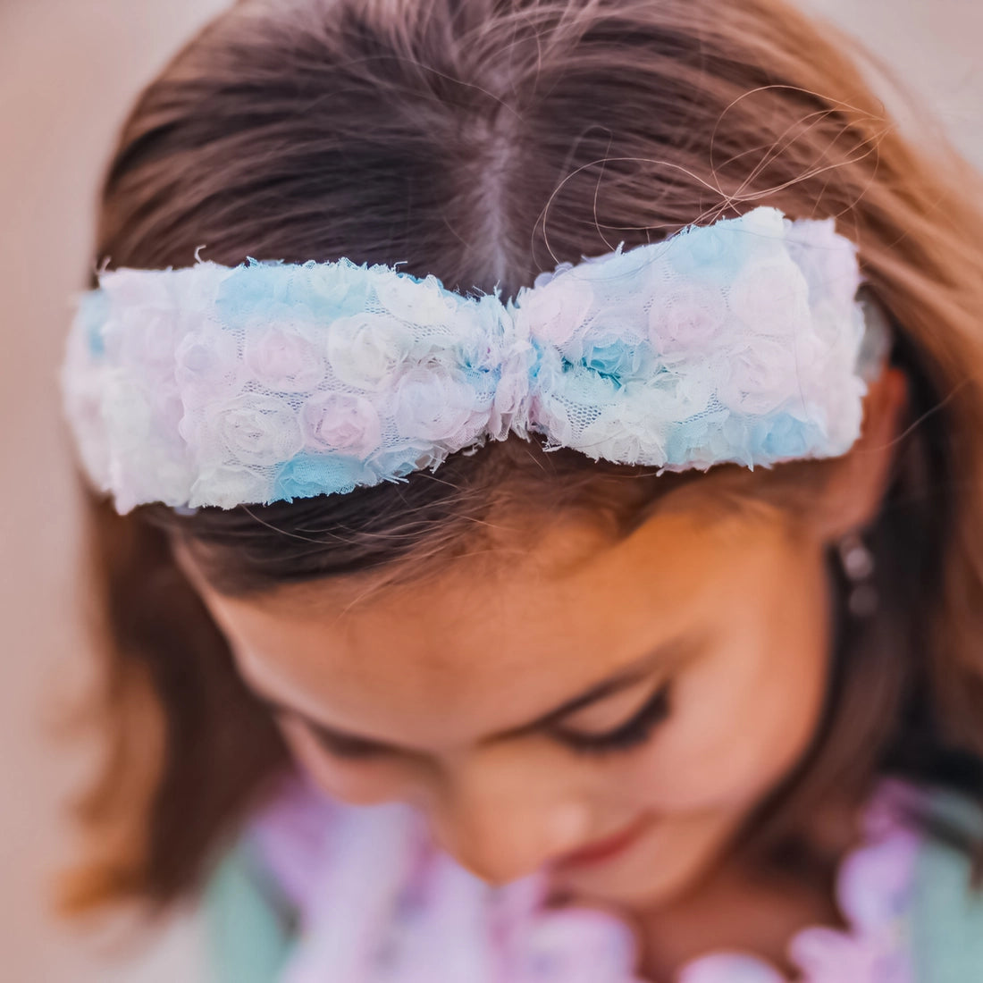 Frog Sac Big Bow Headband, Double Layer Rainbow Mini Rosette