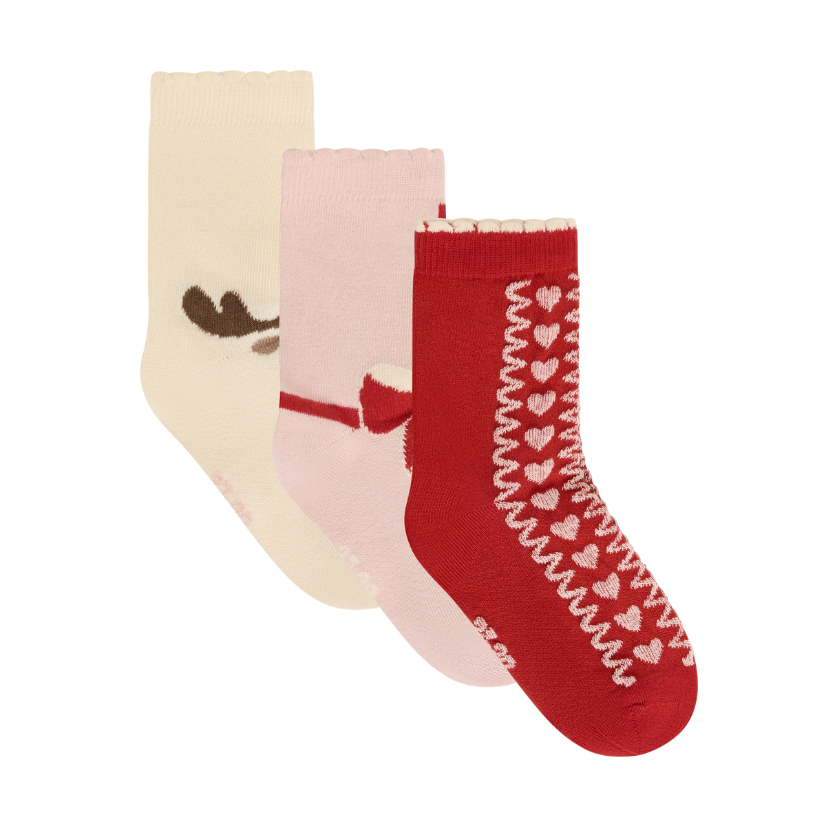 Minymo Cotton Christmas Socks 3 Pack, Girls