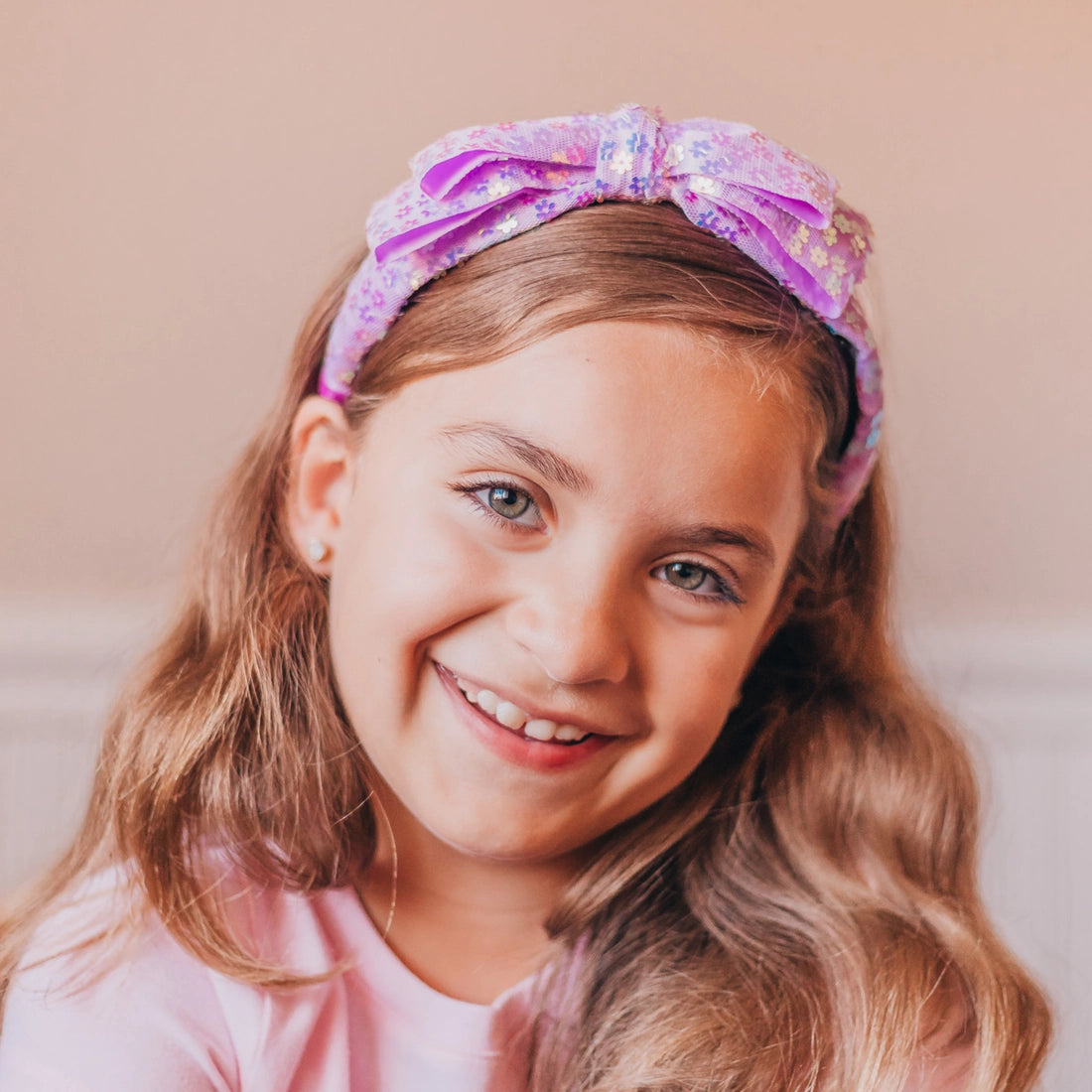 Frog Sac Big Bow Headband, Double Layer Sequin