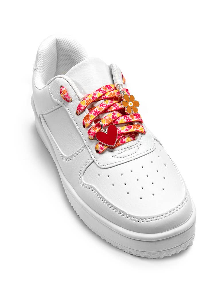 Living Royal - Shoelaces w/ Charms Set - Flowers w/ Flower & Heart Charms