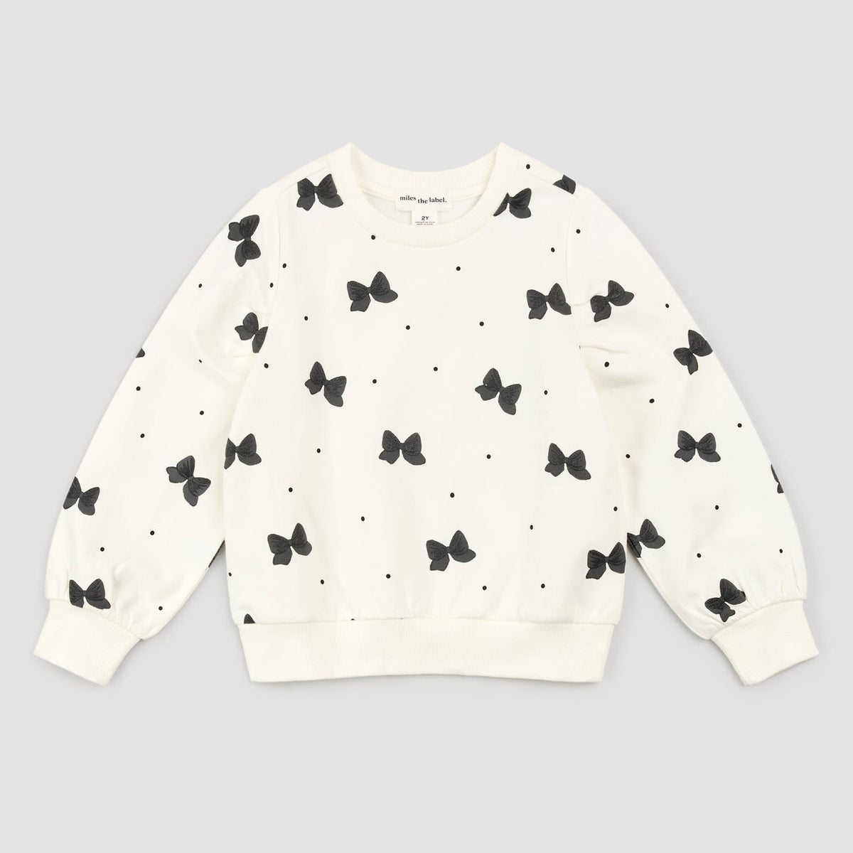 Miles The Label - Glitter Bow Print on Off-White Sweatshirt