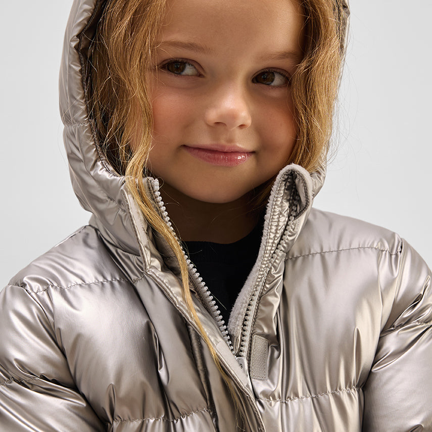 Miles The Label Hooded Mid Weight Coat - Silver