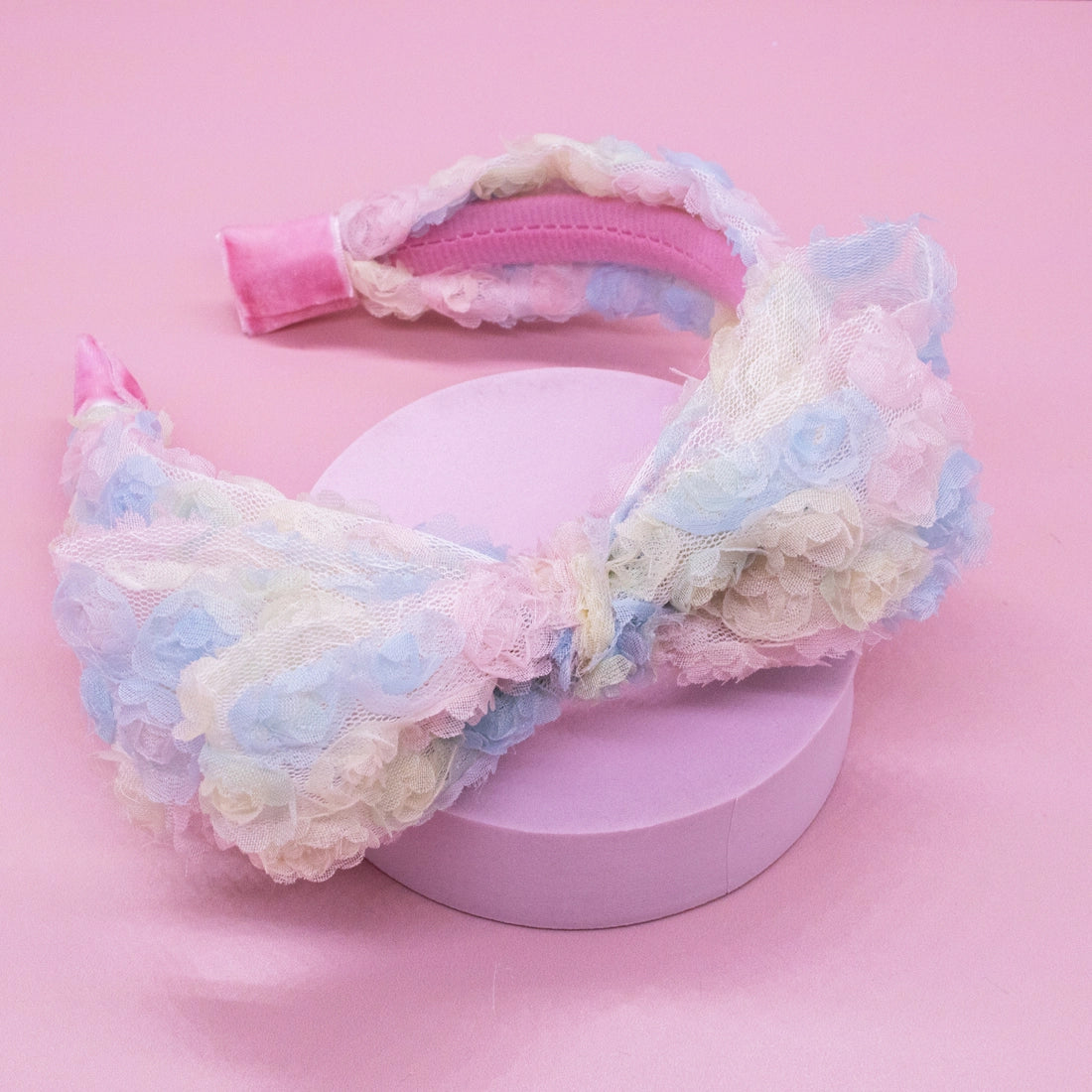 Frog Sac Big Bow Headband, Double Layer Rainbow Mini Rosette