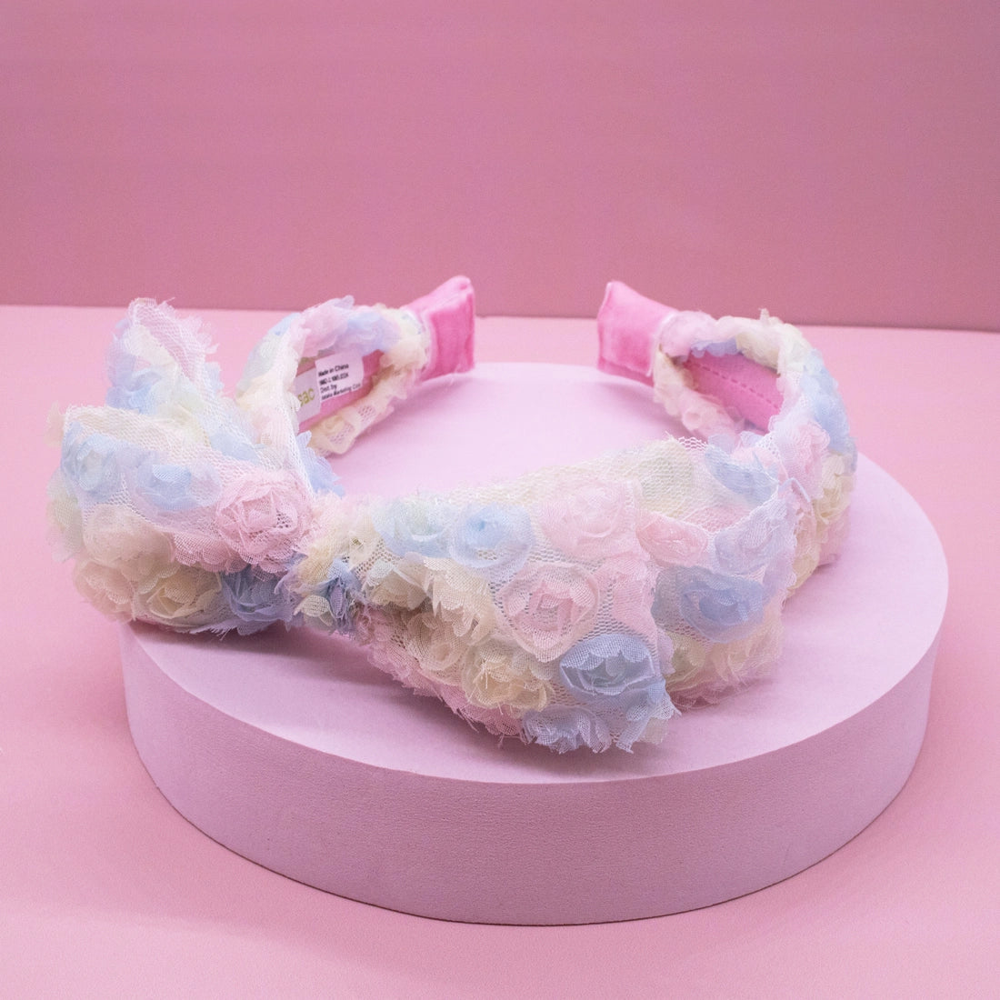 Frog Sac Big Bow Headband, Double Layer Rainbow Mini Rosette