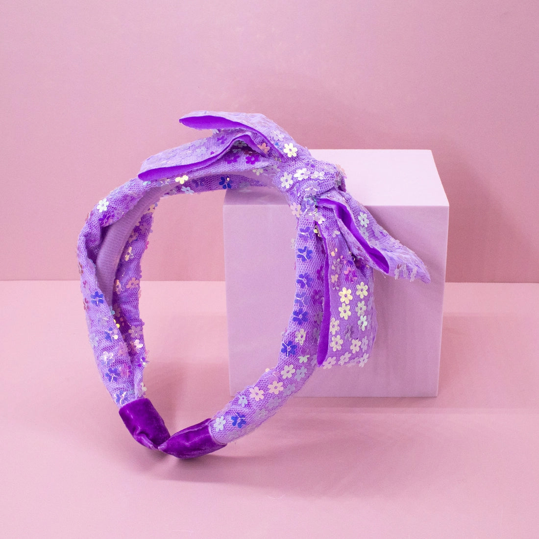 Frog Sac Big Bow Headband, Double Layer Sequin