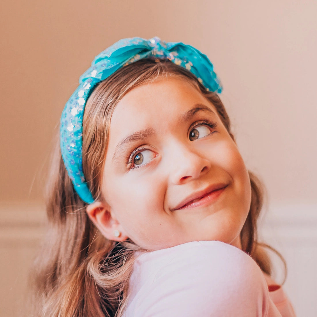 Frog Sac Big Bow Headband, Double Layer Sequin