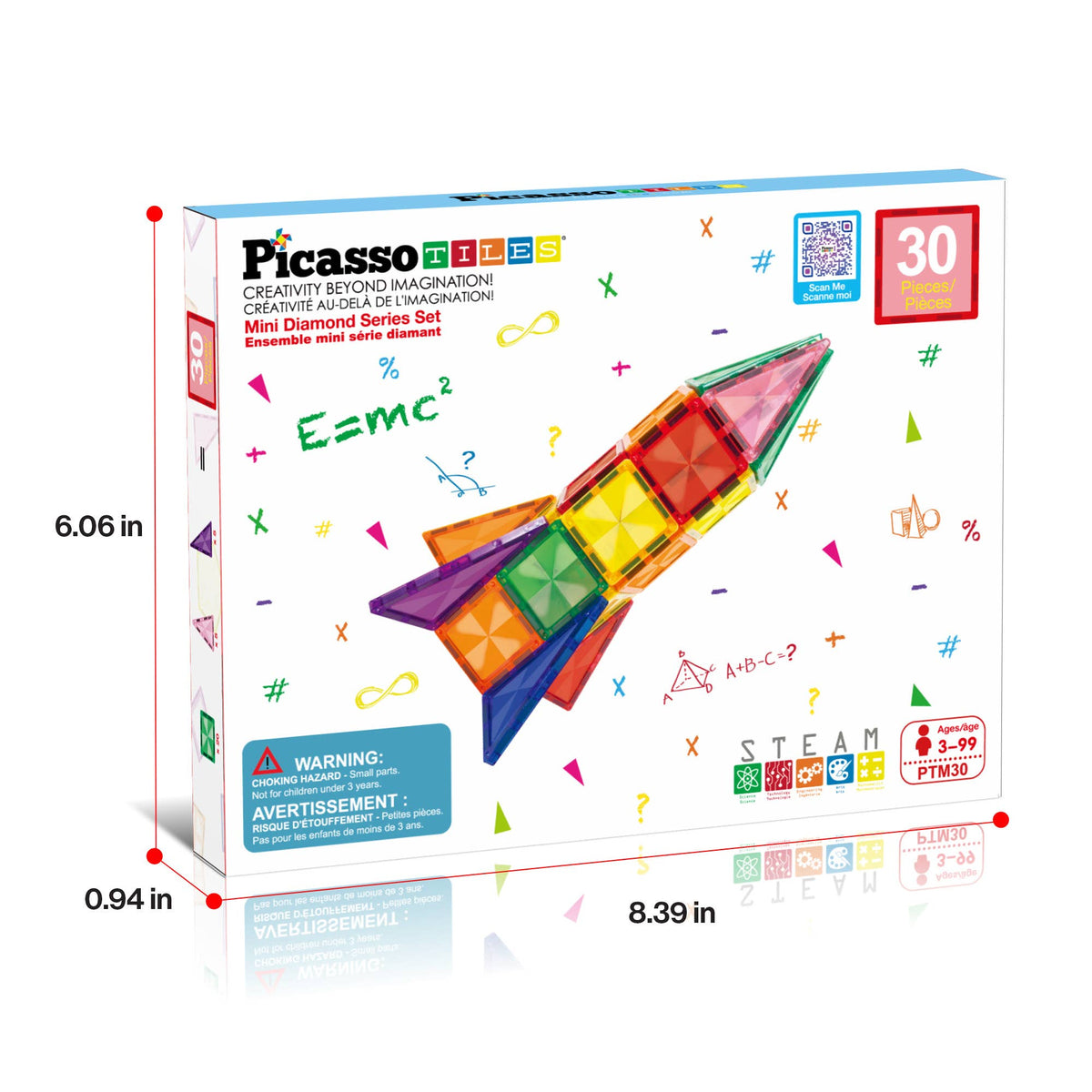 PicassoTiles 30pc Travel Size Magnetic Tile Building Set
