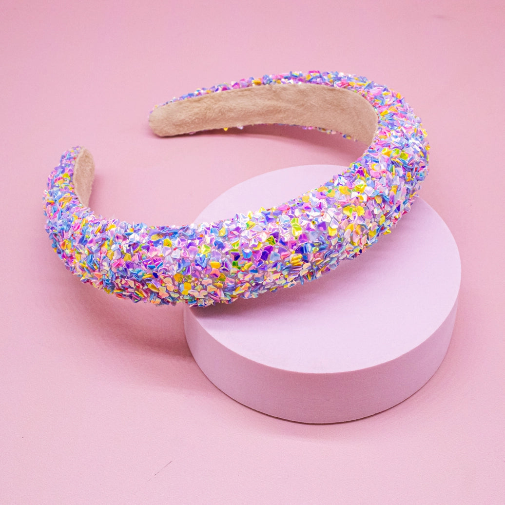 Frog Sac Kids Padded Headband, Chunky Sequin Hair Band