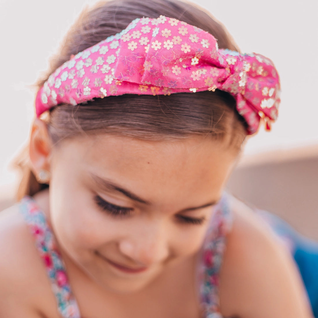 Frog Sac Big Bow Headband, Double Layer Sequin