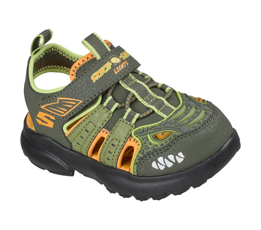 Skechers Razor Splash Raptor Quest dino light-up sandal for boys