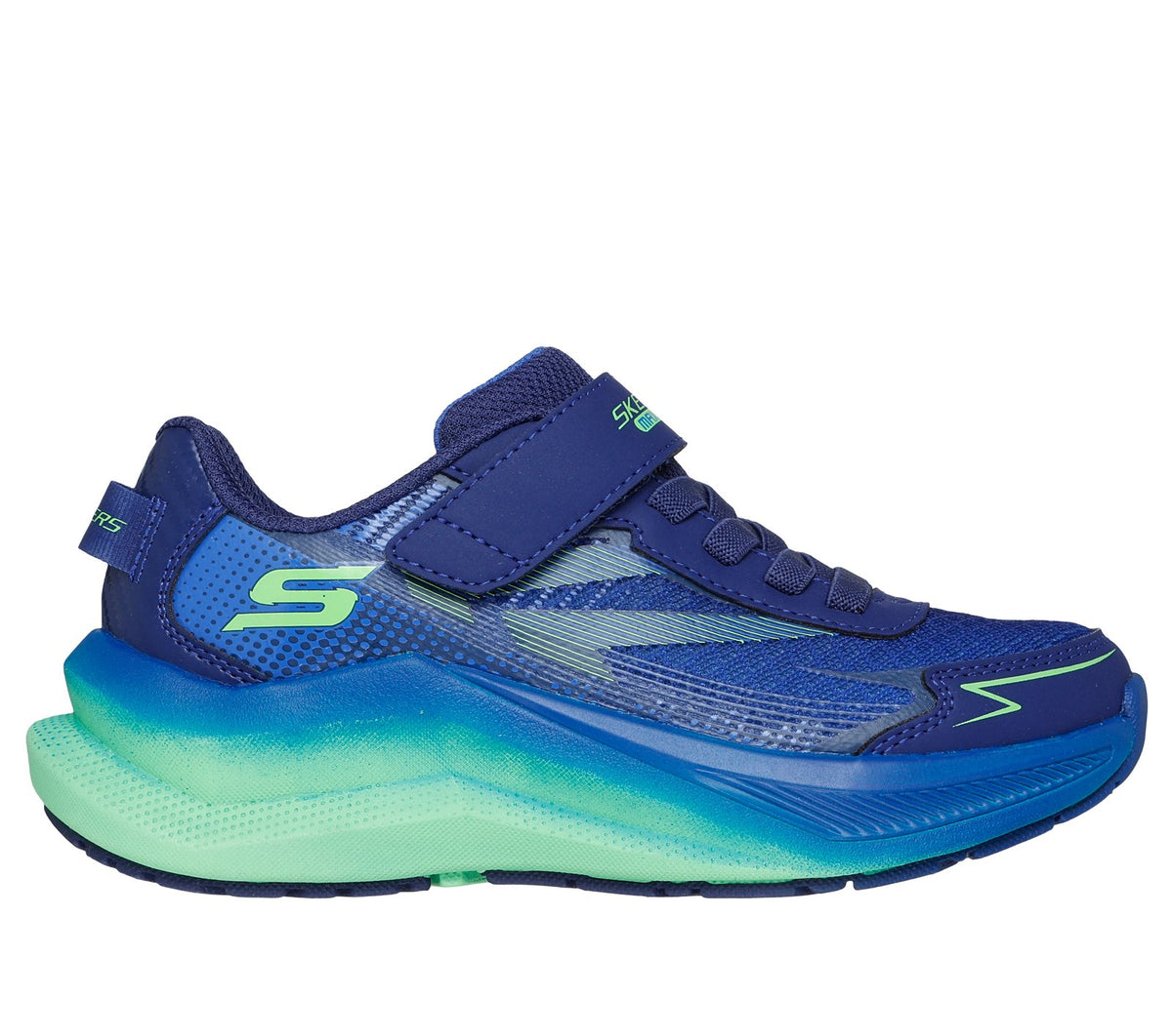 Skechers Max Cushioning Ascender sneaker in Navy/Lime for boys