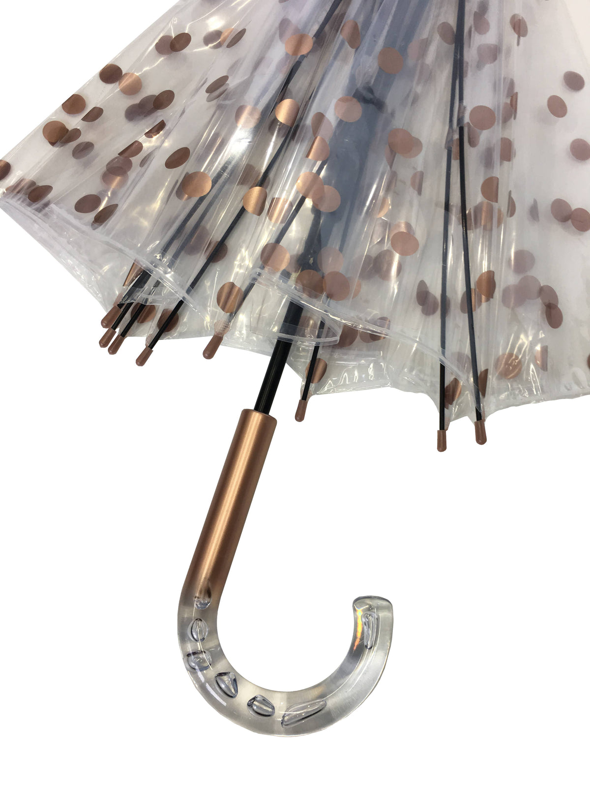 SMATI - Long Transparent Umbrella with Copper Polka Dots