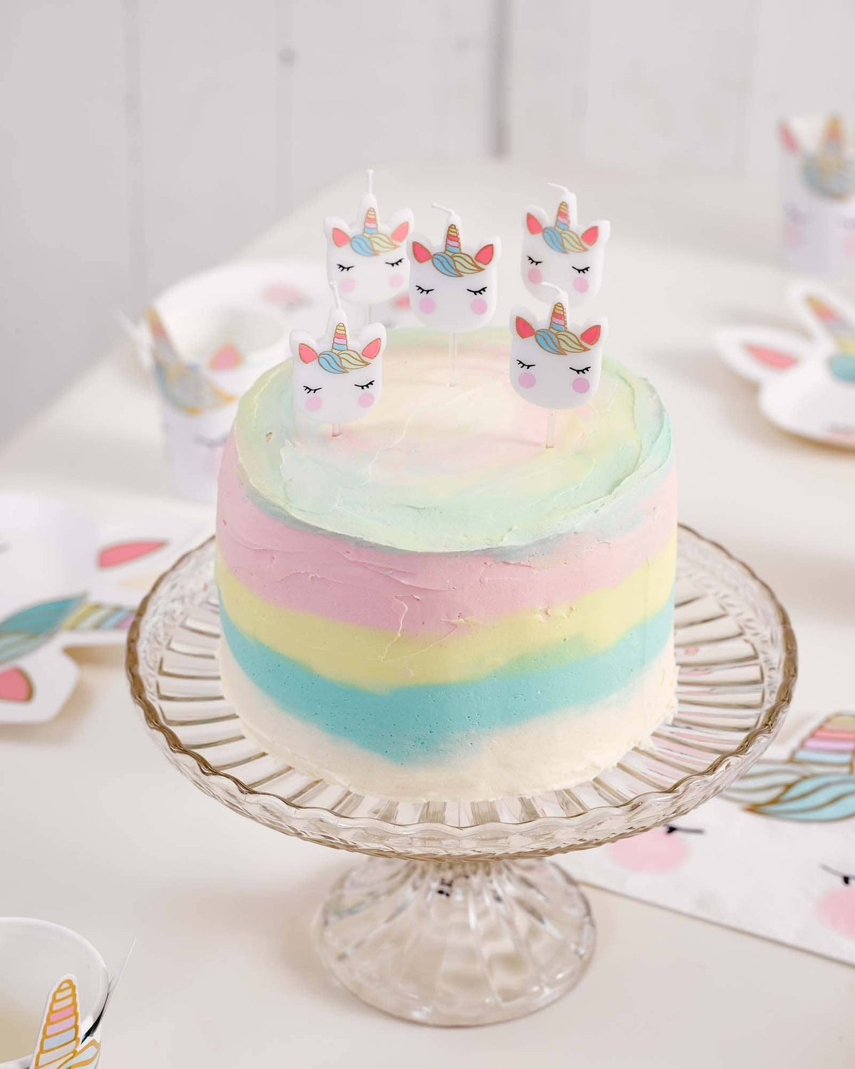 Talking Tables USA - Unicorn Face Cake Candles | 5 Pack | Kids Birthday Party |