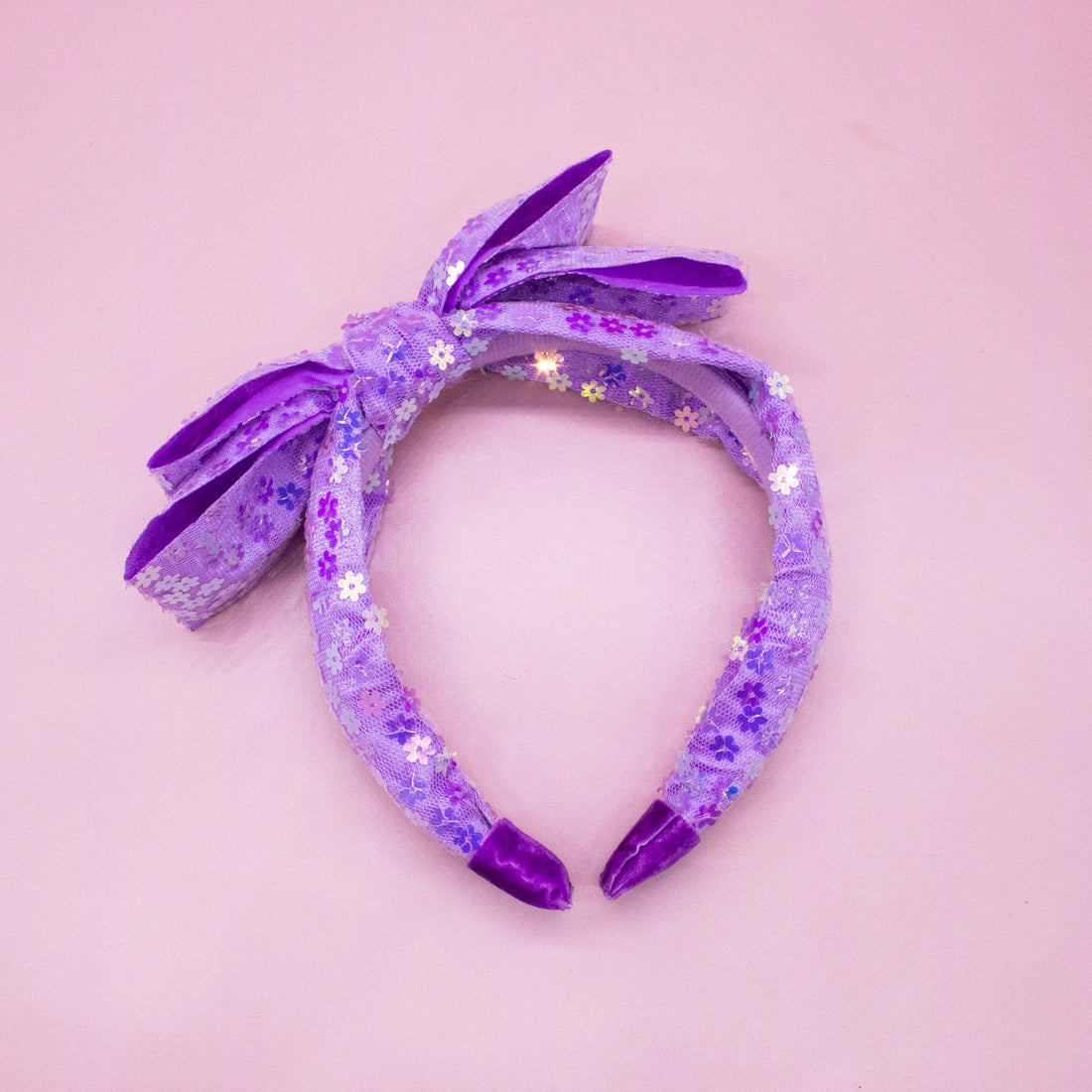 Frog Sac Big Bow Headband, Double Layer Sequin