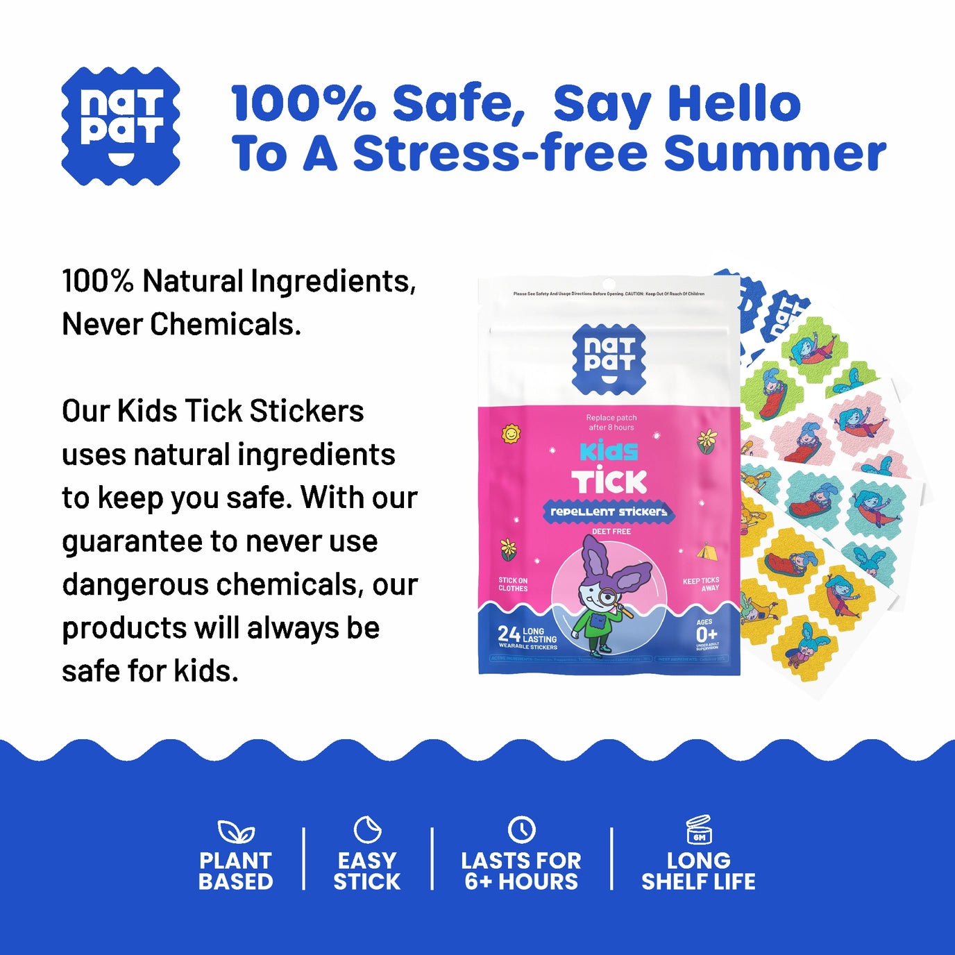 NATPAT - Tick Repellent Stickers: Bug Patch, Safe For Kids