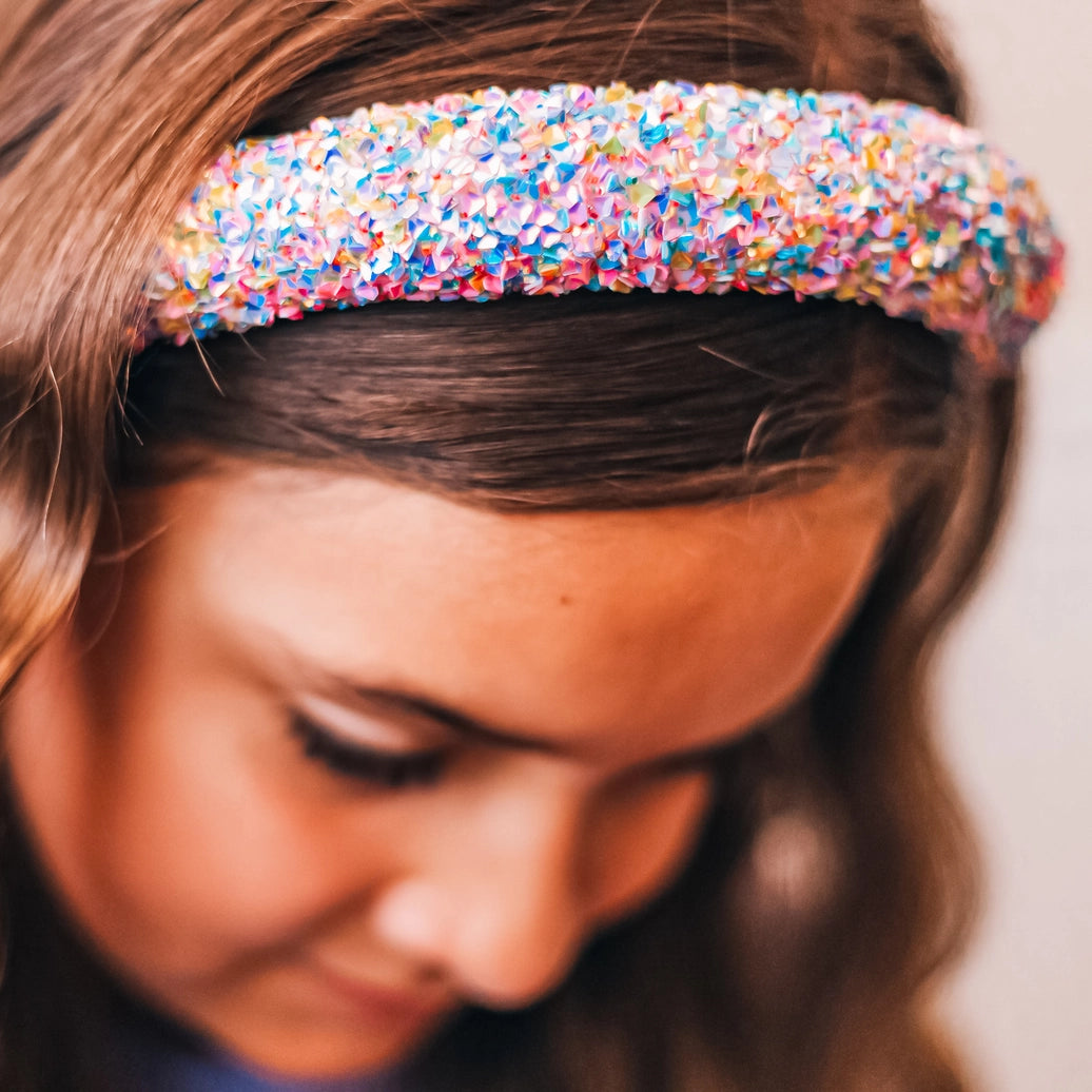 Frog Sac Kids Padded Headband, Chunky Sequin Hair Band
