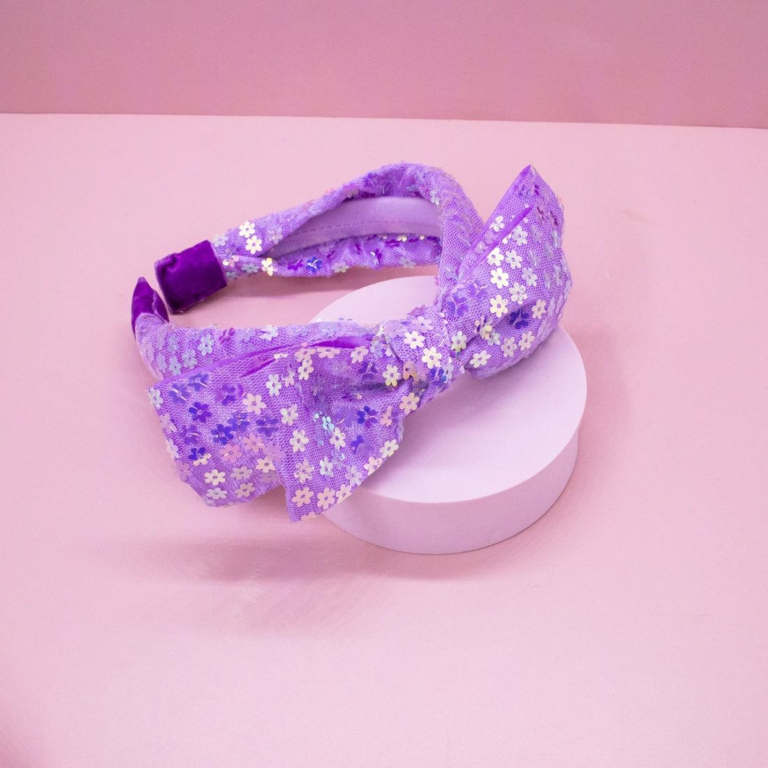 Frog Sac Big Bow Headband, Double Layer Sequin
