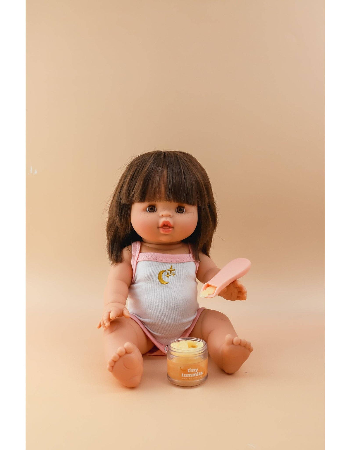 Tiny Harlow Tiny Tummies - Peach jelly food - Jar and spoon