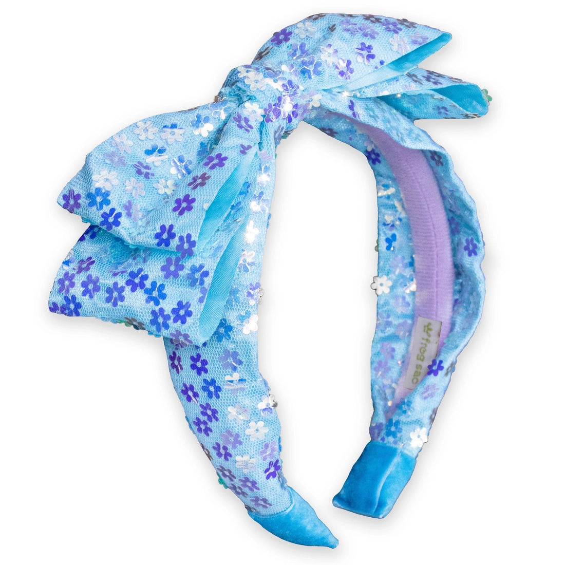 Frog Sac Big Bow Headband, Double Layer Sequin