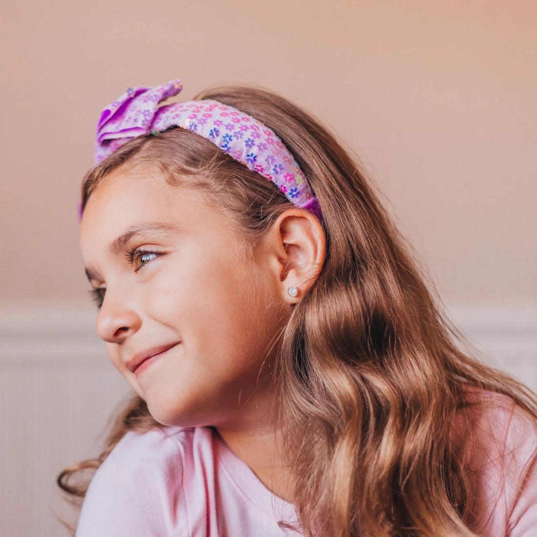 Frog Sac Big Bow Headband, Double Layer Sequin