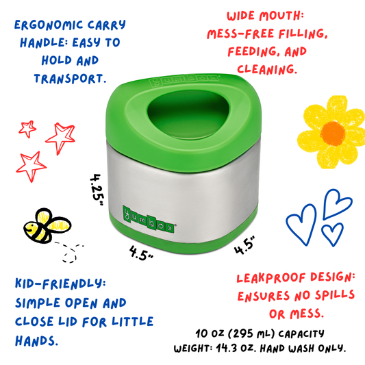 Yumbox - Yumbox Cubi Thermal Food Jar for Kids - Easy Carry and Open Lid 10 oz - Apple Green