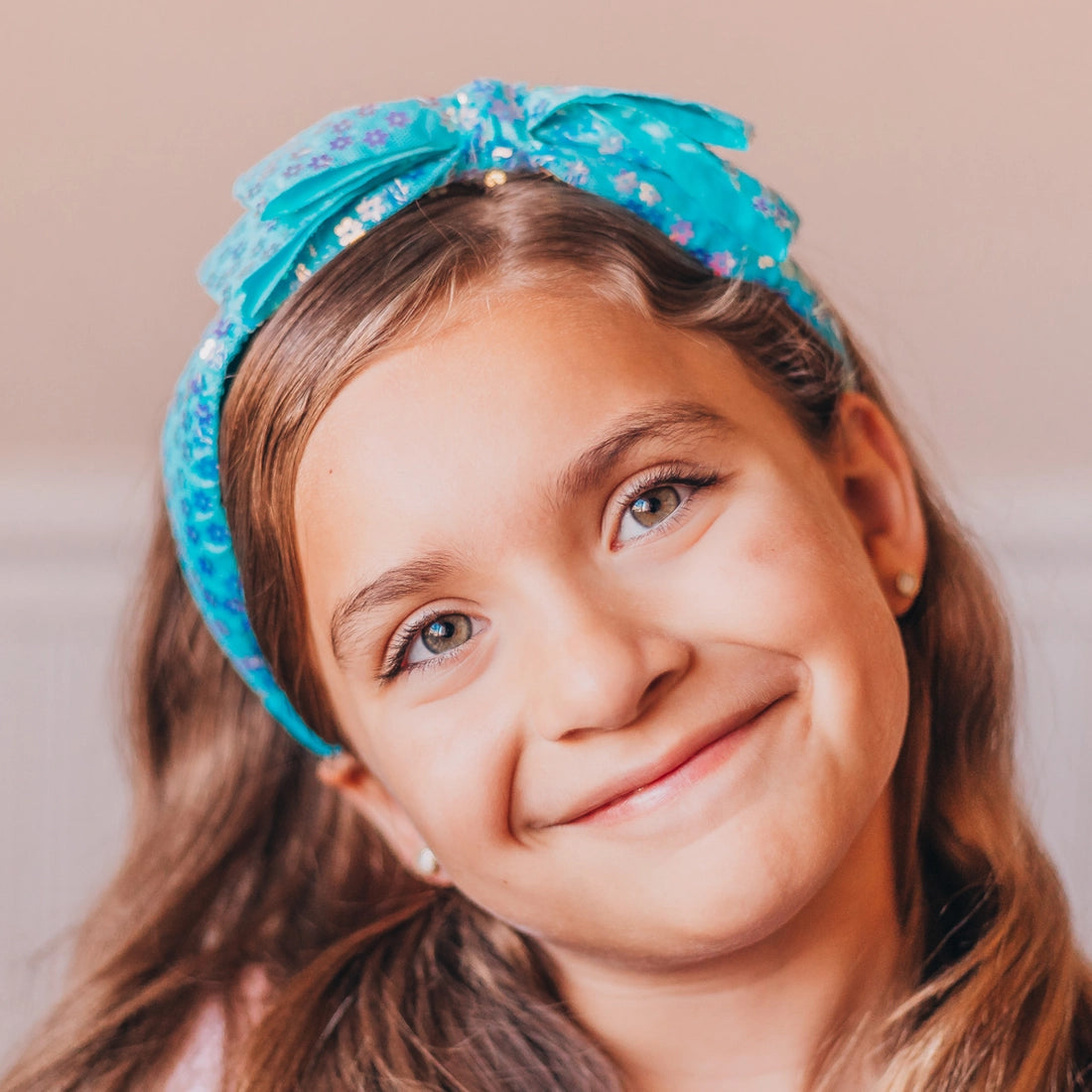Frog Sac Big Bow Headband, Double Layer Sequin