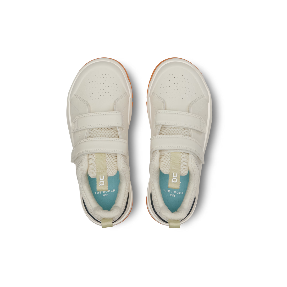On The Roger Kids Lifestyle Shoe - Ivory | Orange – Side View