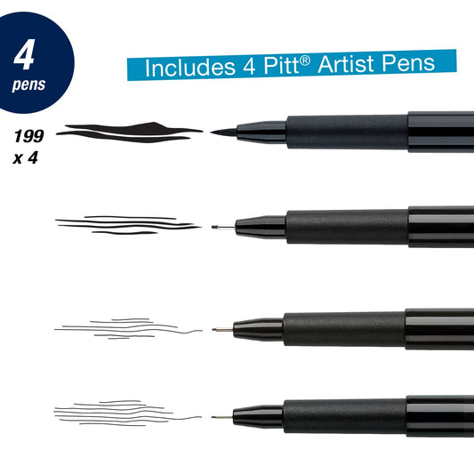 Faber-Castell / Creativity for Kids - Pitt Artist Pen, Manga Black Set - Wallet of 4