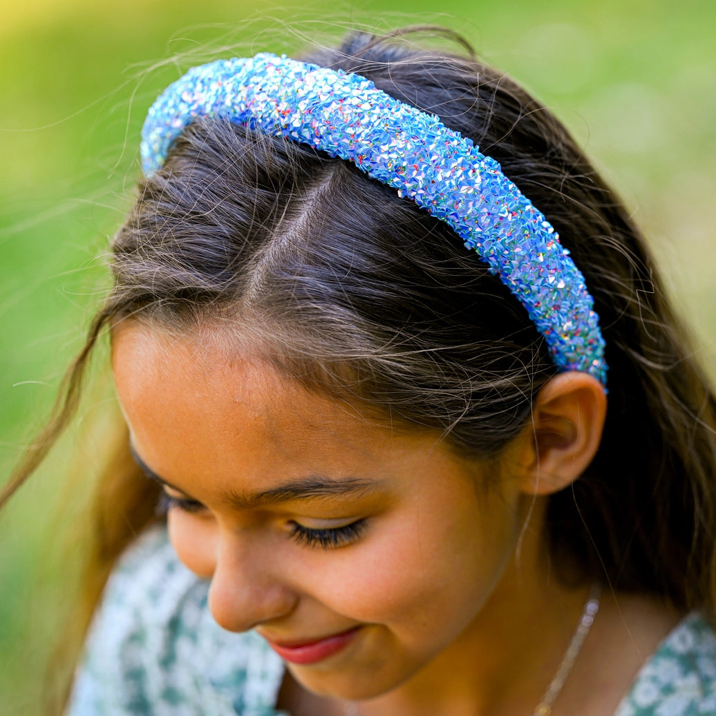Frog Sac Kids Padded Headband, Chunky Sequin Hair Band