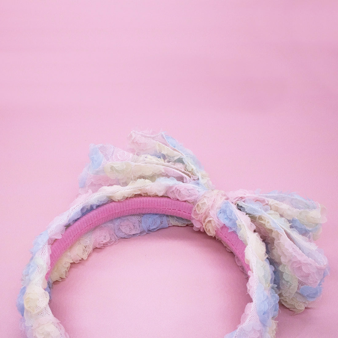 Frog Sac Big Bow Headband, Double Layer Rainbow Mini Rosette