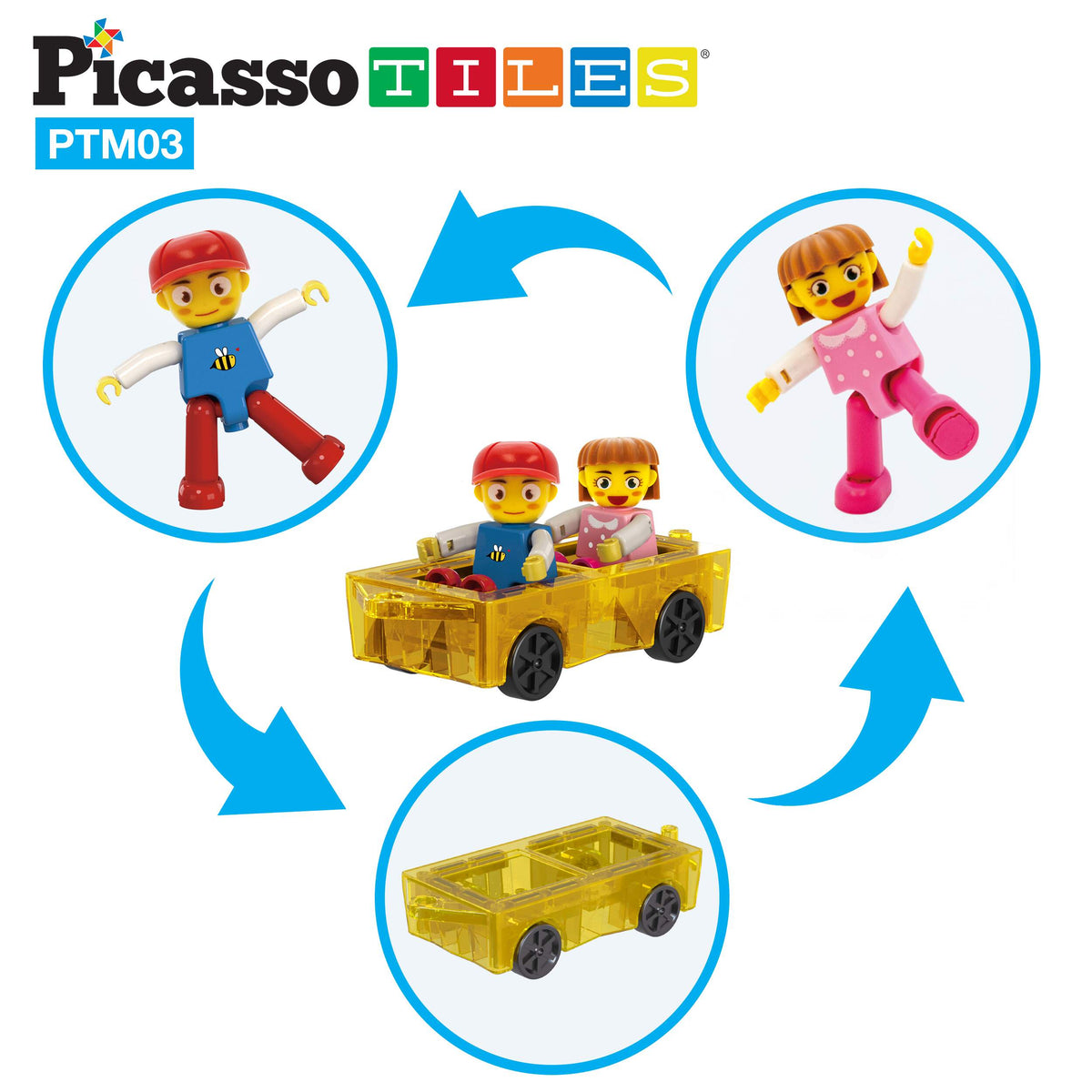 PicassoTiles 3pk Travel Size Magnetic Tile Building Set