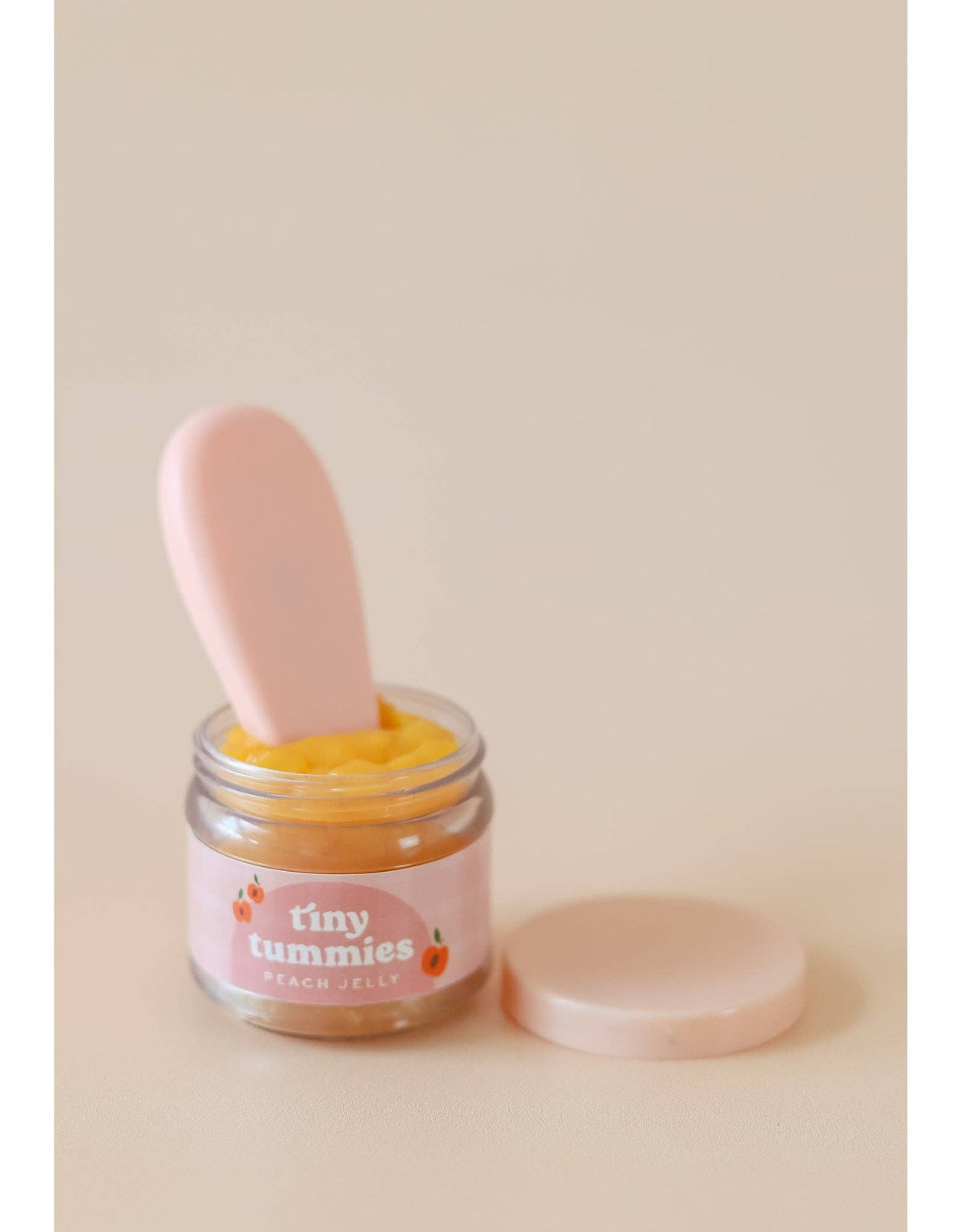 Tiny Harlow Tiny Tummies - Peach jelly food - Jar and spoon