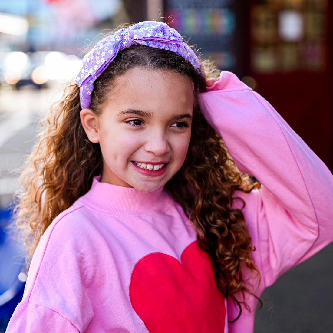Frog Sac Big Bow Headband, Double Layer Sequin