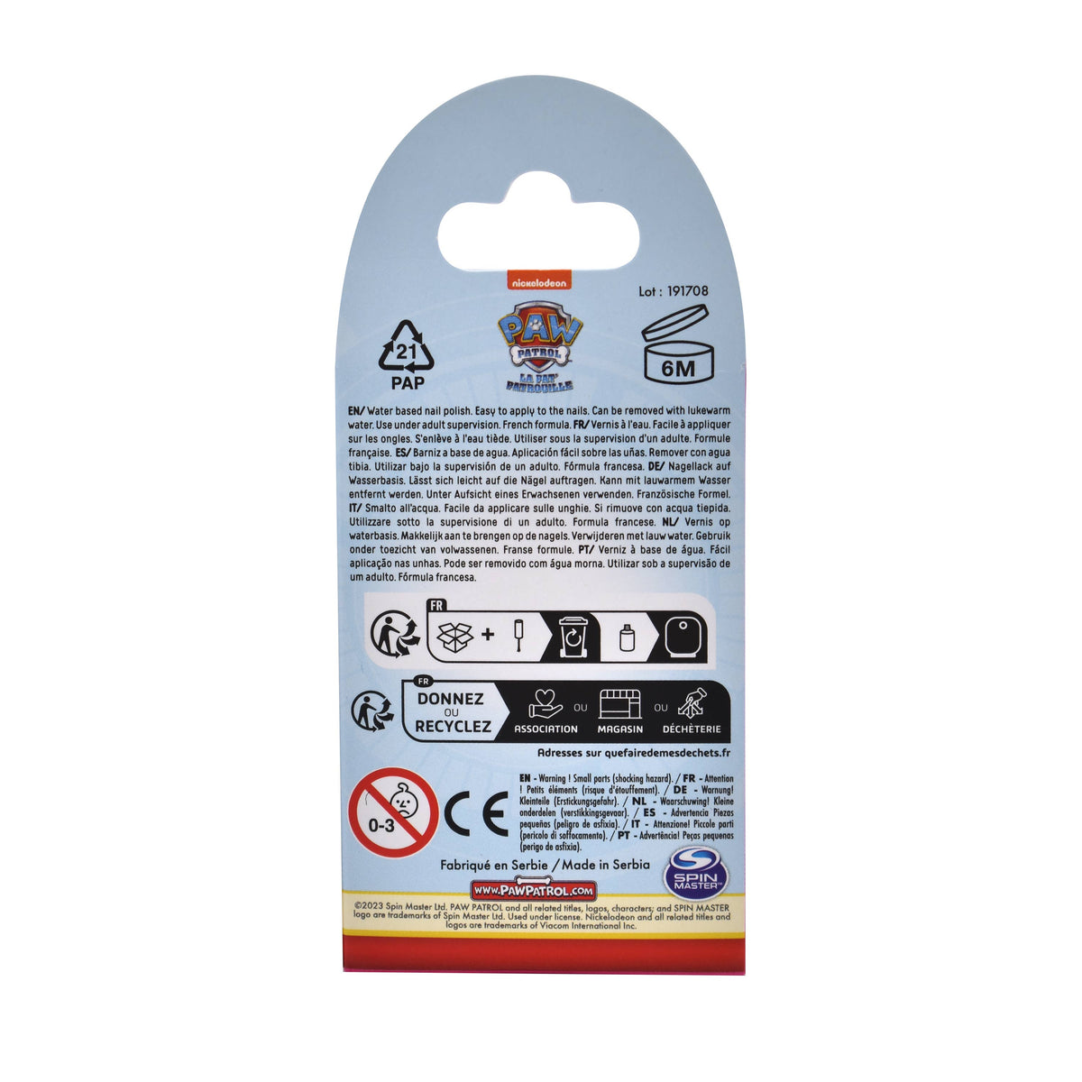 Takecare - The Paw Patrol - Kids' Water-Based Varnish - 9ml
