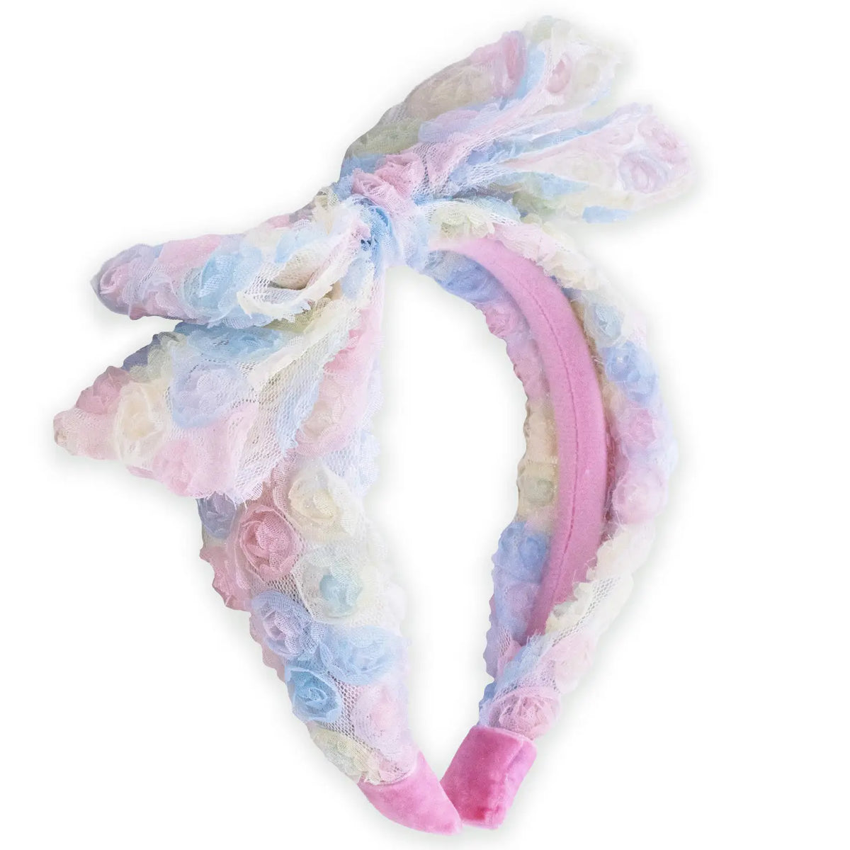 Frog Sac Big Bow Headband, Double Layer Rainbow Mini Rosette