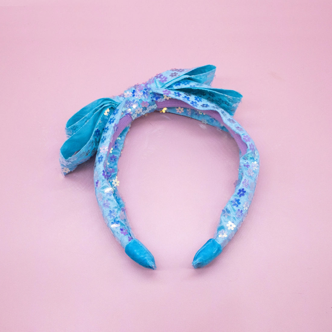 Frog Sac Big Bow Headband, Double Layer Sequin