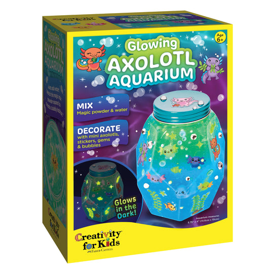 Box of Glowing Axolotl Aquarium kit by Creativity for Kids on a white background