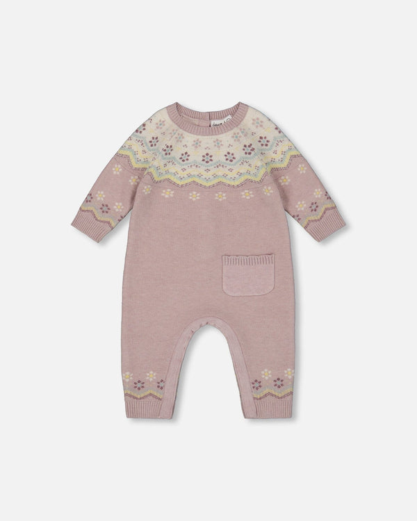 Deux par Deux - Neutral Mauve Jacquard Knit Jumpsuit - Keepsake Lilac