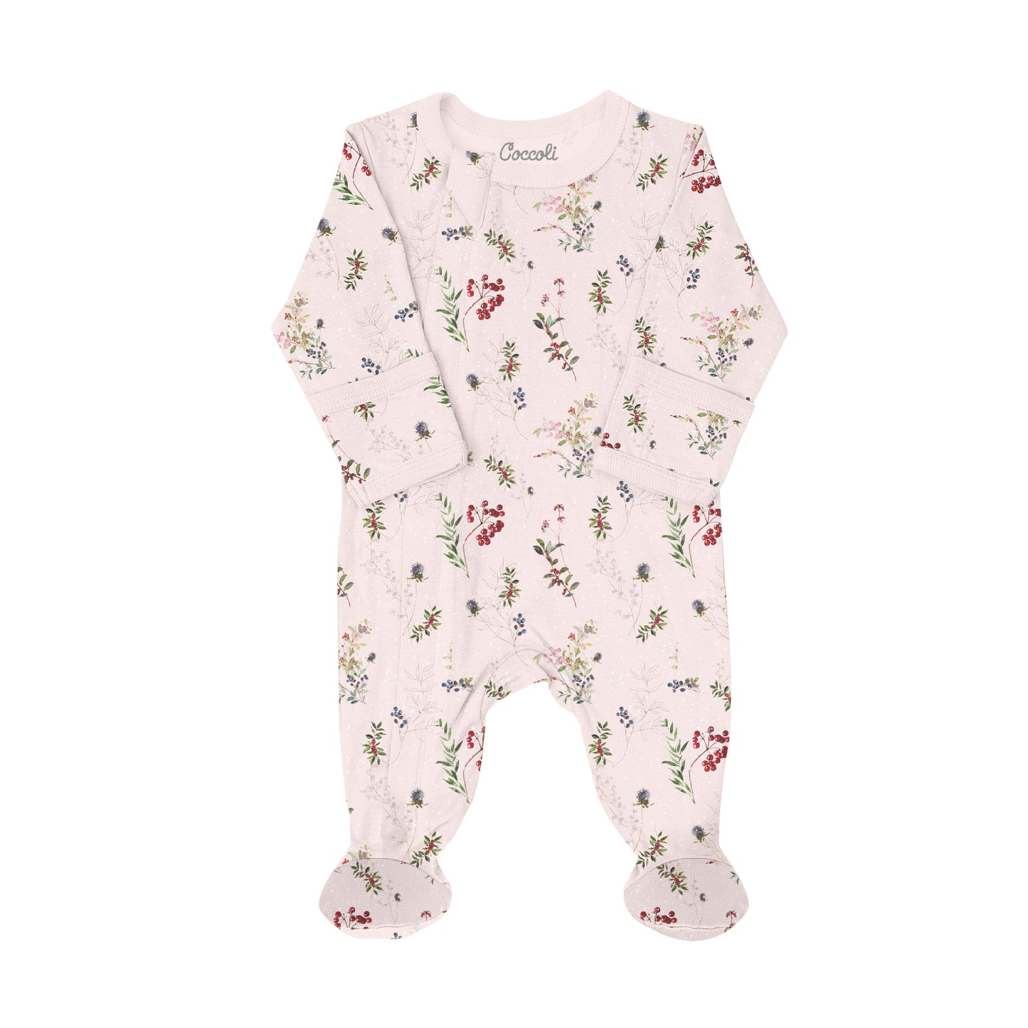 Coccoli Modal Sleeper Winter Berries on Pink 1M