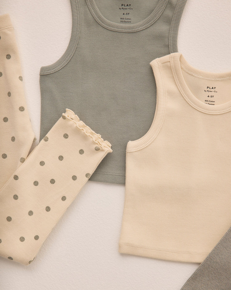 Rylee + Cru - Ribbed Tank Set || Natural, Eucalyptus