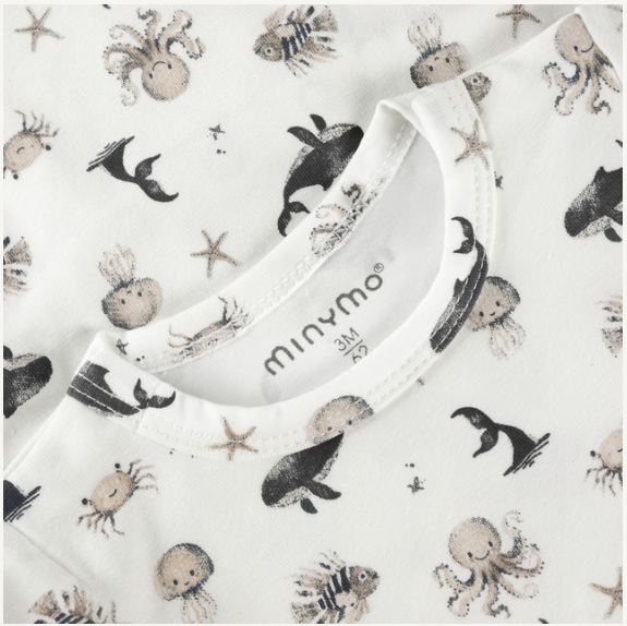 Minymo - All Over Ocean Pals Short Sleeve Romper