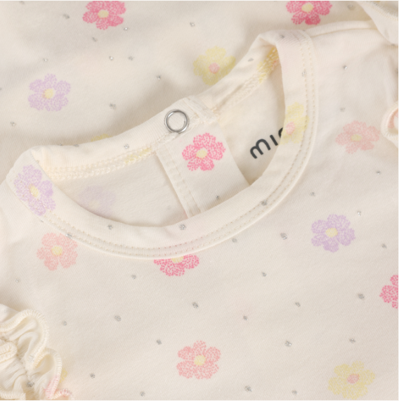 Minymo - All Over Print Floral Short Sleeve Bodysuit