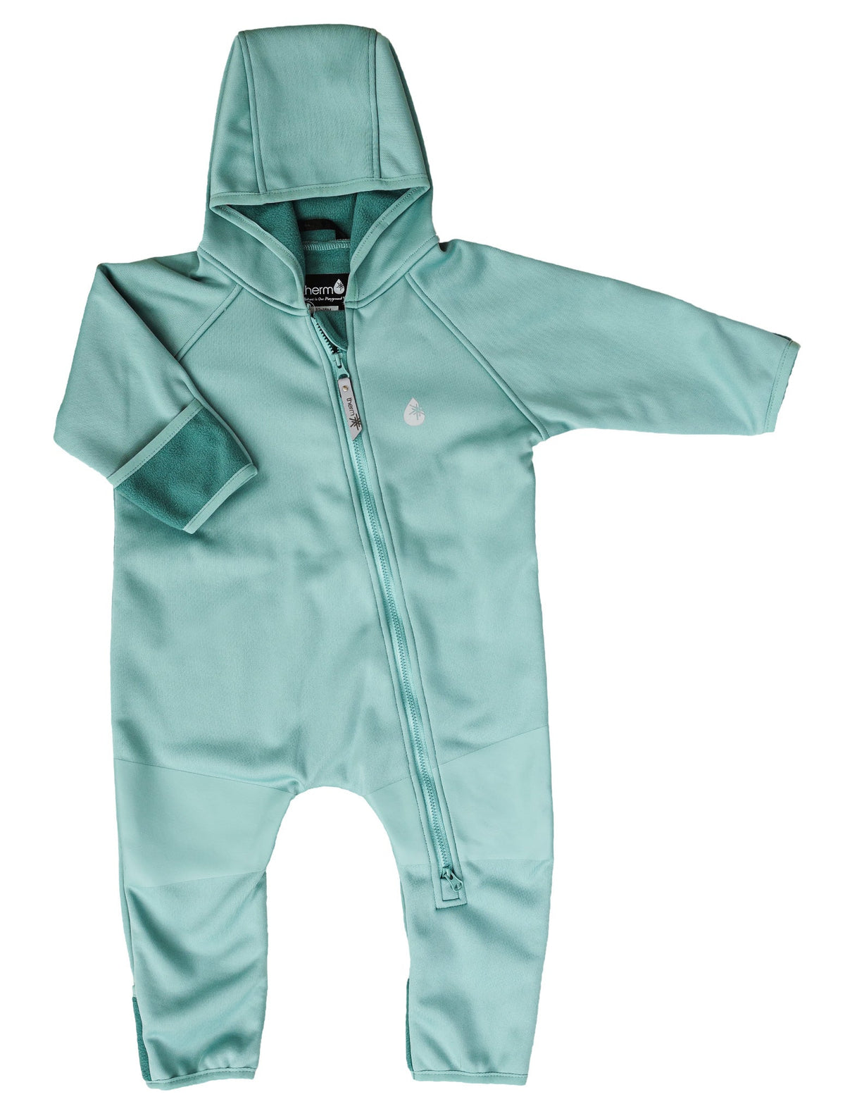 Therm Kids All-Weather Fleece Onesie in Seafoam — waterproof fleece toddler suit