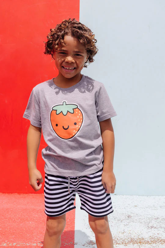 Whistle & Flute Clothing Kawaii Strawberry T-Shirt, children's tops — detail view