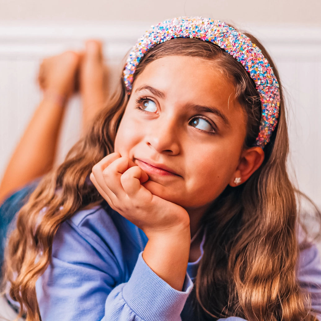 Frog Sac Kids Padded Headband, Chunky Sequin Hair Band
