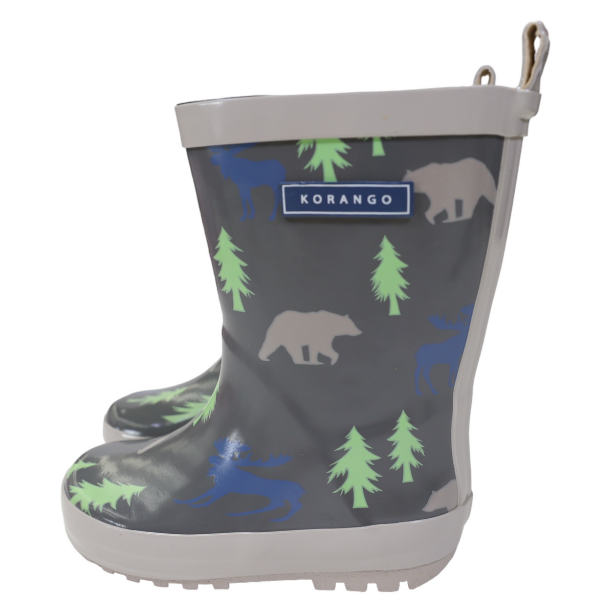 Korango - Bear Printed Gumboot - Charcoal